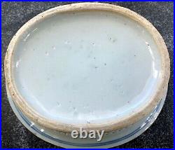 CHINESE vintage BLUE WHITE RETICULATED dish CANTON PORCELAIN chestnut china BOWL