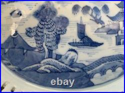 CHINESE vintage BLUE WHITE RETICULATED dish CANTON PORCELAIN chestnut china BOWL