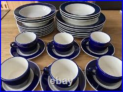 COBALT DINNER SET x 6 (30pc) Stoneware Blue Band EYE-CATCHING Japan Japanese