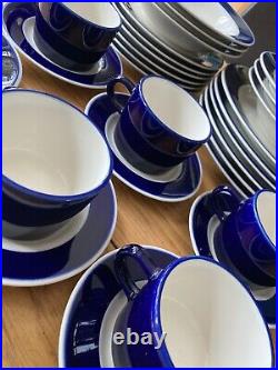 COBALT DINNER SET x 6 (30pc) Stoneware Blue Band EYE-CATCHING Japan Japanese