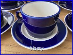 COBALT DINNER SET x 6 (30pc) Stoneware Blue Band EYE-CATCHING Japan Japanese