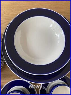 COBALT DINNER SET x 6 (30pc) Stoneware Blue Band EYE-CATCHING Japan Japanese