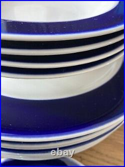 COBALT DINNER SET x 6 (30pc) Stoneware Blue Band EYE-CATCHING Japan Japanese