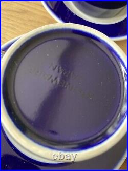 COBALT DINNER SET x 6 (30pc) Stoneware Blue Band EYE-CATCHING Japan Japanese