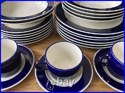COBALT DINNER SET x 6 (30pc) Stoneware Blue Band EYE-CATCHING Japan Japanese