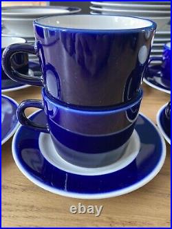 COBALT DINNER SET x 6 (30pc) Stoneware Blue Band EYE-CATCHING Japan Japanese