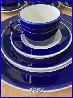 COBALT DINNER SET x 6 (30pc) Stoneware Blue Band EYE-CATCHING Japan Japanese