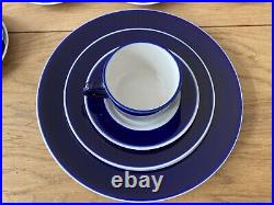 COBALT DINNER SET x 6 (30pc) Stoneware Blue Band EYE-CATCHING Japan Japanese