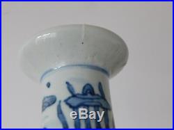 C. 17th Antique Chinese Blue & White Late Ming Porcelain Karp Vase