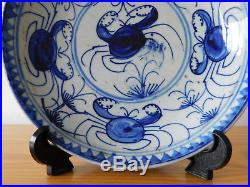 C. 17th Antique Chinese Blue & White Ming Crab Porcelain Plate
