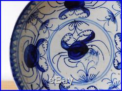 C. 17th Antique Chinese Blue & White Ming Crab Porcelain Plate
