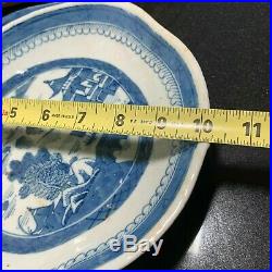 C. 1850 Antique Chinese Export Canton Blue White Shell Shape Shrimp Dish or Plate