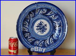 C. 18th Antique Dutch Delft Ware Blue & White Floral Plate Charger