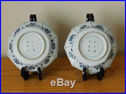 C. 18th Antique Japanese Hirado Blue and White Porcelain Plates in Kangxi Style