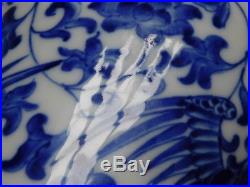 C. 20th Republic Period Chinese Blue & White Porcelain Phoenix Vase Qinglong