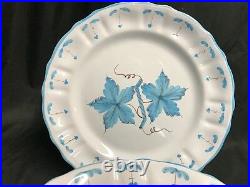 Cantagalli Italy BLUE Floral Pottery Set of 7 Dinner Plates 10 1/4