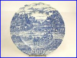 Castellania Blue & White Stage Coach Pattern Dinner/Side Plates/Bowls 10Pc Italy