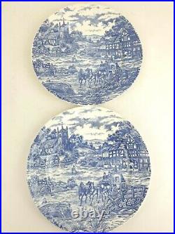 Castellania Blue & White Stage Coach Pattern Dinner/Side Plates/Bowls 10Pc Italy