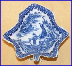 Caughley Blue & White Fisherman & Cormorant Pattern Pickle Leaf 2 C1780-90