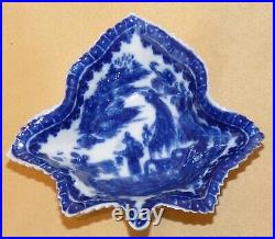 Caughley Blue & White Fisherman & Cormorant Pattern Pickle Leaf C1780-90