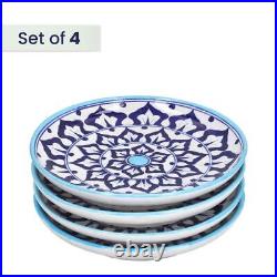 Ceramic Plates Set of 4 Hand Painted Lightweight Size 25 Cm Blue & White