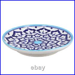 Ceramic Plates Set of 4 Hand Painted Lightweight Size 25 Cm Blue & White