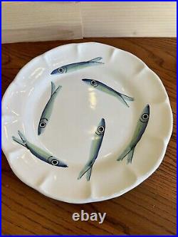 Ceramiche Italy For Cottage Industries San Francisco 5 DINNER PLATES Sardines