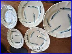 Ceramiche Italy For Cottage Industries San Francisco 5 DINNER PLATES Sardines