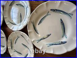 Ceramiche Italy For Cottage Industries San Francisco 5 DINNER PLATES Sardines