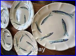 Ceramiche Italy For Cottage Industries San Francisco 5 DINNER PLATES Sardines