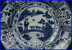 China 19/20. Century Plate Large Chinese Blue & White Dish Wanli Kraak Style