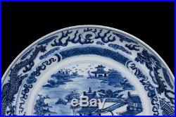 China 19. Jh. Qing Teller A Chinese Blue & White Kangxi Style Plate Chinoise