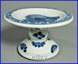 China Chinese Blue & White Foo Lion Decor Porcelain Pedestal Plate ca. 20th c