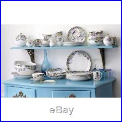 China Dinner Plates Set White Blue Teal Bowls Mugs Family Kitchen Table Service