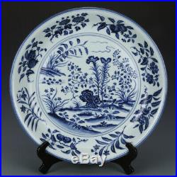 China antique Porcelain Ming xuande blue white hand painting flower plate