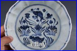 China antique Porcelain Ming xuande blue white painting fish Brush Washers plate