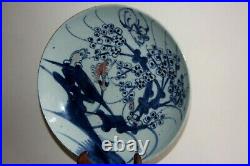 Chinese 18th century blue and white and copper red porcelain dish