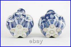 Chinese 20th century tulip vases, blue and white porcelain, prunus