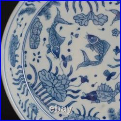 Chinese Antique Blue&White Aquarium Plate Porcelain Qing Dynasty JingDeZheng