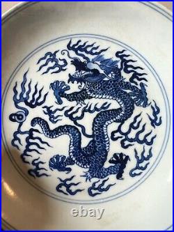 Chinese Antique Blue and White Plate. Qing Guangxu Mark. 7 inches