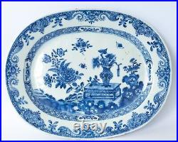 Chinese Antique Qianlong Oval Blue White Export Porcelain Platter 30x23.5 cm