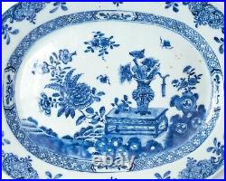 Chinese Antique Qianlong Oval Blue White Export Porcelain Platter 30x23.5 cm