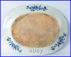 Chinese Antique Qianlong Oval Blue White Export Porcelain Platter 30x23.5 cm