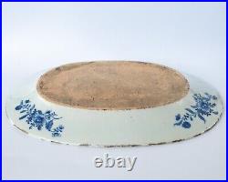 Chinese Antique Qianlong Oval Blue White Export Porcelain Platter 30x23.5 cm