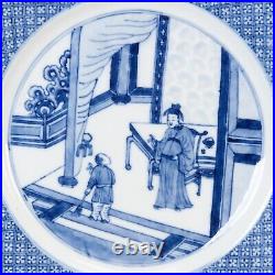 Chinese B&W porcelain plate, Romance of Western chamber, 19th ct, Free Shipping