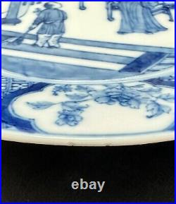 Chinese B&W porcelain plate, Romance of Western chamber, 19th ct, Free Shipping