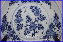 Chinese Blue And White Dish, Finely Decorated With Fruit, Ming Dynasty, Signed