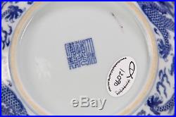 Chinese Blue And White Porcelain Dish With Dragons And Daoguang Mark