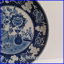 Chinese Blue & White 14 Porcelain Wall Hanging Charger Plate 20th Century