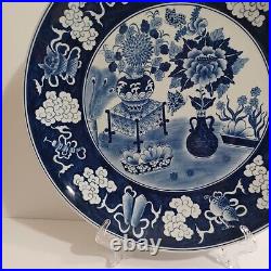 Chinese Blue & White 14 Porcelain Wall Hanging Charger Plate 20th Century